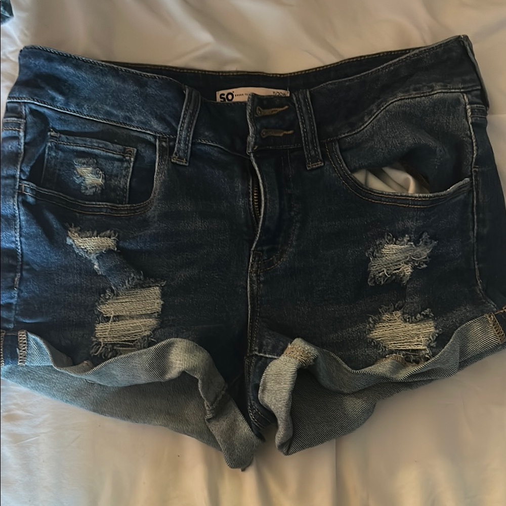 SO Blue Jean Shorts Distressed Cut-Off Style